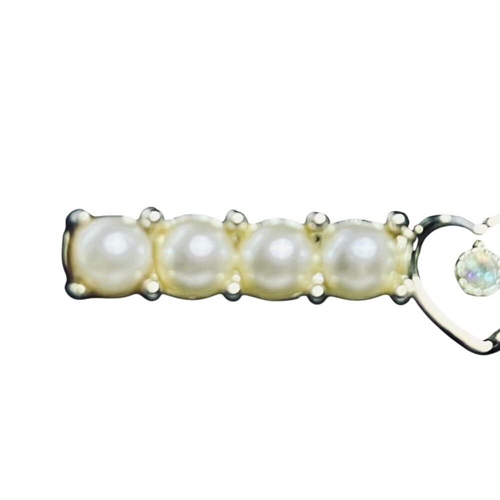 Sarah Coventry Gold Tone Faux Pearl & Rhinestone Bar Brooch (5592) - Picture 2 of 9